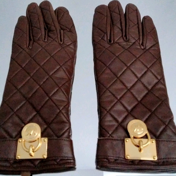 Michael Kors Brown Genuine Leather Gloves Medium - Picture 1 of 3